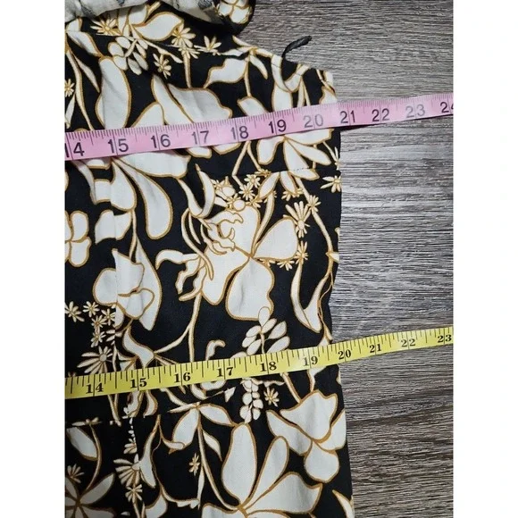 Ava & Viv Ruffle Sleeve Empire Waist Linen Blend Dress In Black Floral 1X - Picture 9 of 11